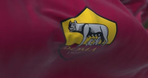 Flag of AS Roma waving in the wind Stock-Footage 239006947