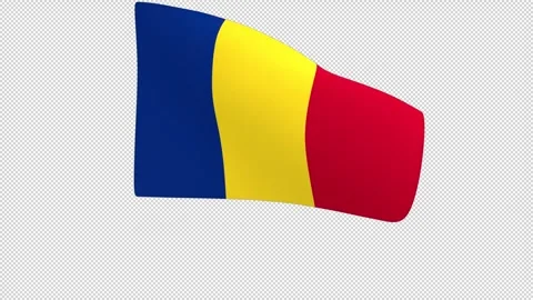 Flag of Romania – 3d render looped with alpha channel. Stock Footage 335159276