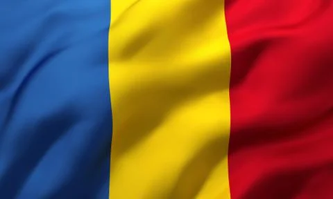 Flag of Romania blowing in the wind Stock Illustration