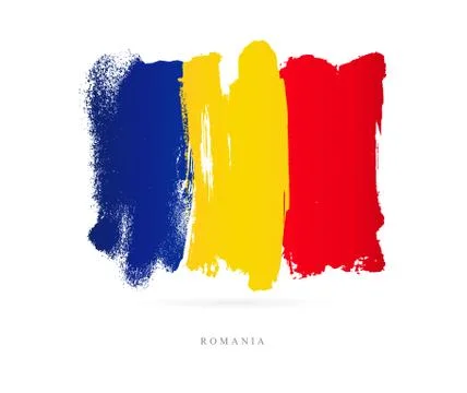 Flag of Romania. Brush strokes Illustrazione stock