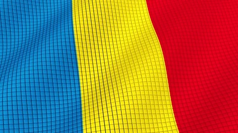 The flag of Romania is developing waves. Looped. Full HD 1080. Stock Footage 55158776