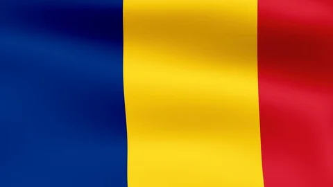 Flag of Romania, fluttering in the wind. 3D rendering. Looping video. Stock Footage 75371856