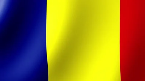 The flag of Romania flutters in the wind Animation 3D Stock Footage
