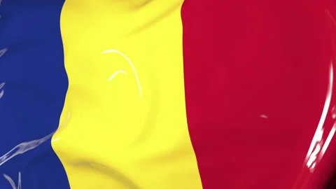 The flag of Romania flutters in the wind. Animation 3D Stock-Footage 205952615