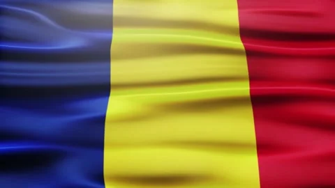 The flag of Romania flutters in the wind Stock Footage 146388205