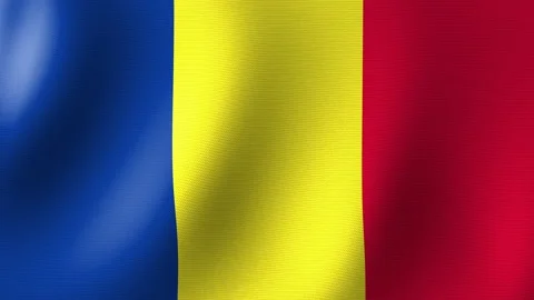 The flag of Romania flutters in the wind. Seamless Animation 3d Vídeo Stock 200811180