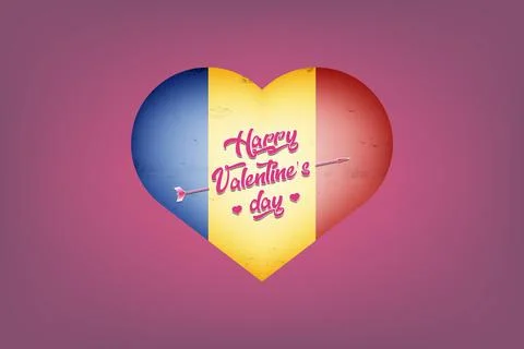 Flag of Romania in the form of a heart Stock Illustration