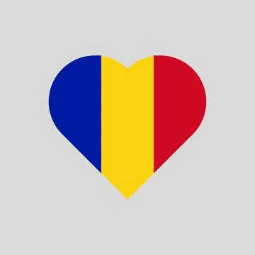 The flag of Romania in a heart shape Stock Illustration
