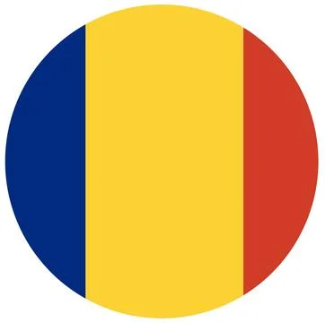 Flag of Romania isolated in circle. Stock Illustration