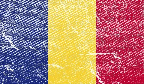 Flag of Romania with old texture. Vector Stock Illustration