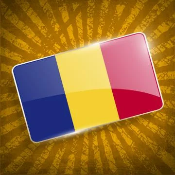 Flag of Romania with old texture. Vector Stock Illustration