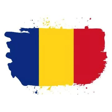 Flag of romania painted on a white background with splash effects Stock Illustration