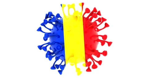 Flag of Romania on Seamless looping 3D animation of the covid-19 Corona Virus Stock Footage 167323542