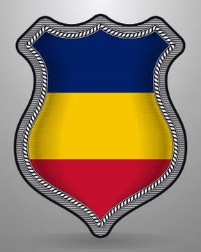 Flag of Romania. Vector Badge and Icon Stock Illustration