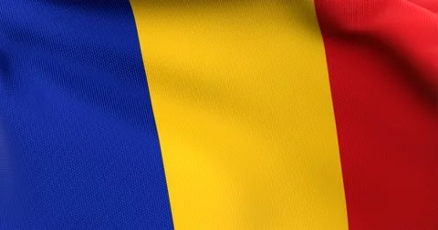 Flag of Romania Waving 3D Animation Close up, 4K UHD 60 FPS Video stock 165523531