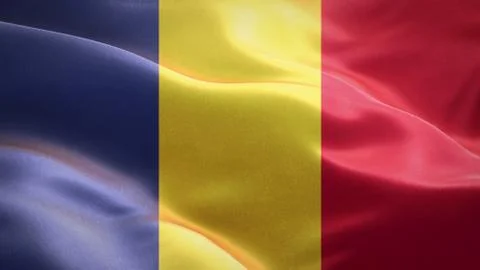 Flag of Romania waving in the wind. 3D Waving flag design. Stock Illustration