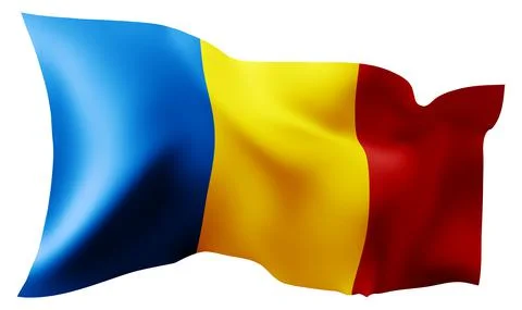Flag of Romania waving in the wind. Stock Illustration