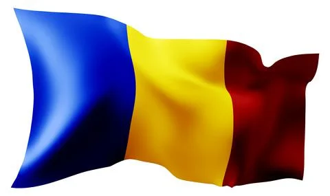Flag of Romania waving in the wind. Stock Illustration