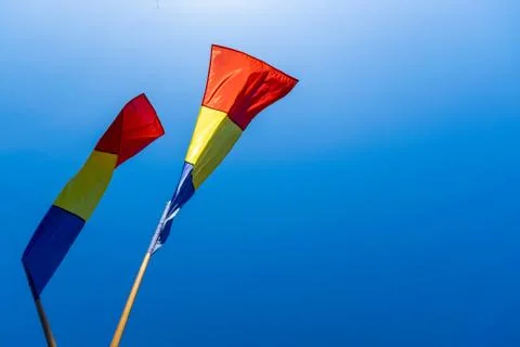 The flag of Romania in the wind Stock Photos