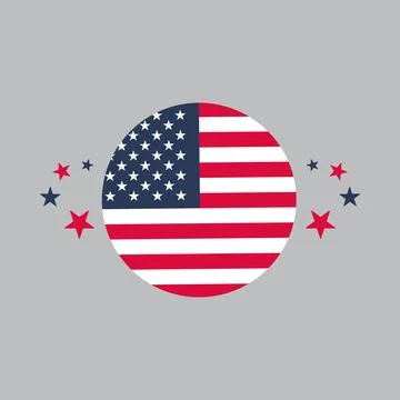 Flag round element and stars decoration for USA patriotic holiday and events Stock Illustration