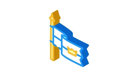 Flag royal medieval heraldry isometric icon animation 스톡 동영상 327275145