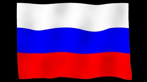 Flag of Russia, 60 fps, slow motion, lopped, alpha channel Stock Footage 100019372