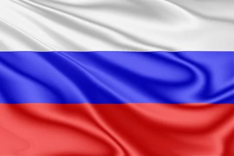 Flag of Russia fluttering in the wind in 3D illustration Stock Illustration