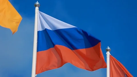 The flag of Russia flutters in the wind Stock Footage 86849018