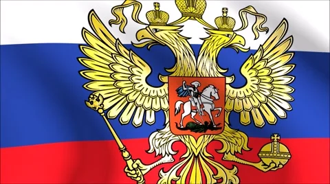 Flag of Russia with gold embossed Stock Footage 65147930