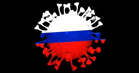 Flag of Russia on Seamless looping 3D animation of the covid-19 Corona Virus Stock Footage 167323565
