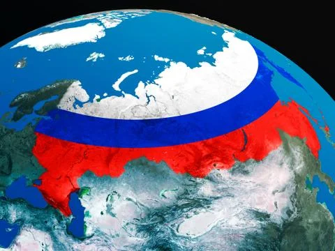 Flag of Russia from space イラスト素材