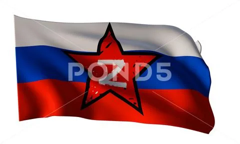 Flag Russia with Z Russian military symbol. 3D work and 3D image ...