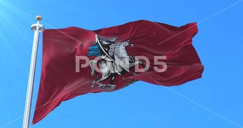 Flag of the russian city and capital Moscow, Russia. 3d rendering