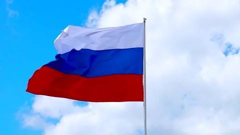 Flag of the Russian Federation against the sky Stock Footage 340896804