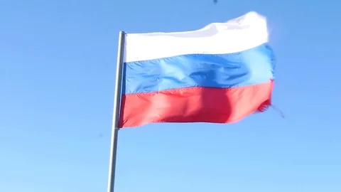 The flag of the Russian federation develops downwind. slow motion. 1920x1080 Stock Footage 78537028