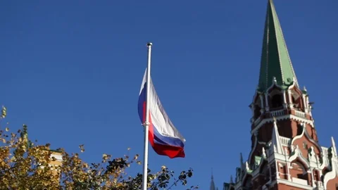 The flag of the Russian Federation Stockbeeldmateriaal 100402070