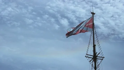 Flag. Russian Naval Jack with St. Andrew's cross Stock Footage 71380997