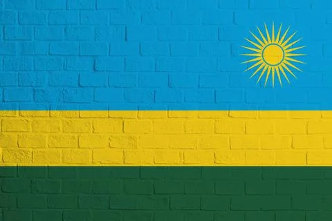 Flag of Rwanda. Brick wall texture of the flag of Rwanda Stock Illustration