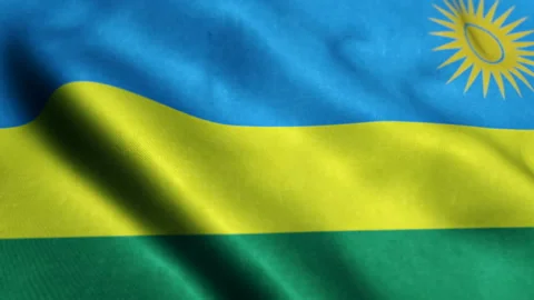 Flag of Rwanda gently waving in the wind. Seamless loop Video stock 229821811