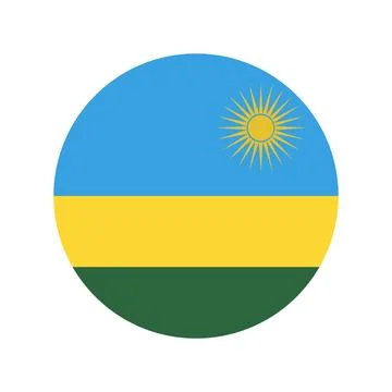 Flag of Rwanda icon in circle shape. National Rwanda flag round button, badge. Stock Illustration