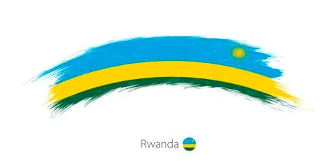 Flag of Rwanda in rounded grunge brush stroke. Stock Illustration