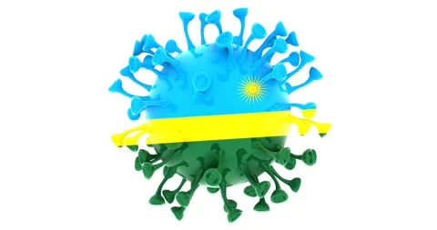 Flag of Rwanda on Seamless looping 3D animation of the covid-19 Corona Virus Stock Footage 167323643