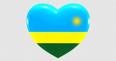 Flag of Rwanda on turning Heart 3D Loop Animation with Alpha Channel 4K UHD Stock Footage 171192417