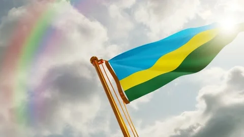 Flag of Rwanda Waving, Realistic Animation, 4K UHD 60 FPS Slow-Motion Stock Footage 135965251