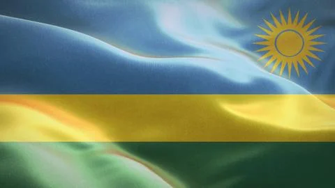 Flag of Rwanda waving in the wind. 3D Waving flag design. Stock Illustration
