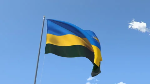 The flag of Rwanda Waving on the Wind. Stock Footage 48939090