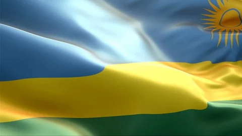 Flag of Rwanda waving in the wind. Stock Footage 129346739