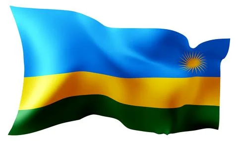Flag of Rwanda waving in the wind. イラスト素材