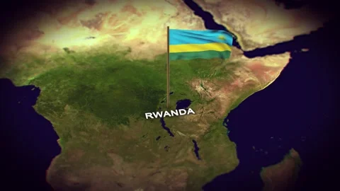 The Flag of Rwanda on the World Map, Rwanda map with flag 3d animation Stock Footage 289646752