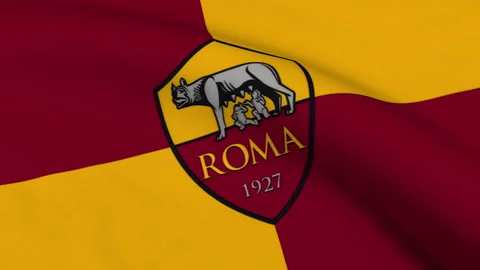 Flag with A.S. Roma Logo Loop Video stock 220054819